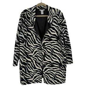 John Mark Reversible Zebra Print Black Jacket Size XL faux fur leather womens